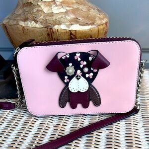 Kate Spade New York Floral Pup Double Zip Small Crossbody bag smooth